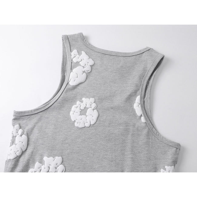 Denim Tears Grey Floral Print Slim Fit Ribbed Tank Top Main Image