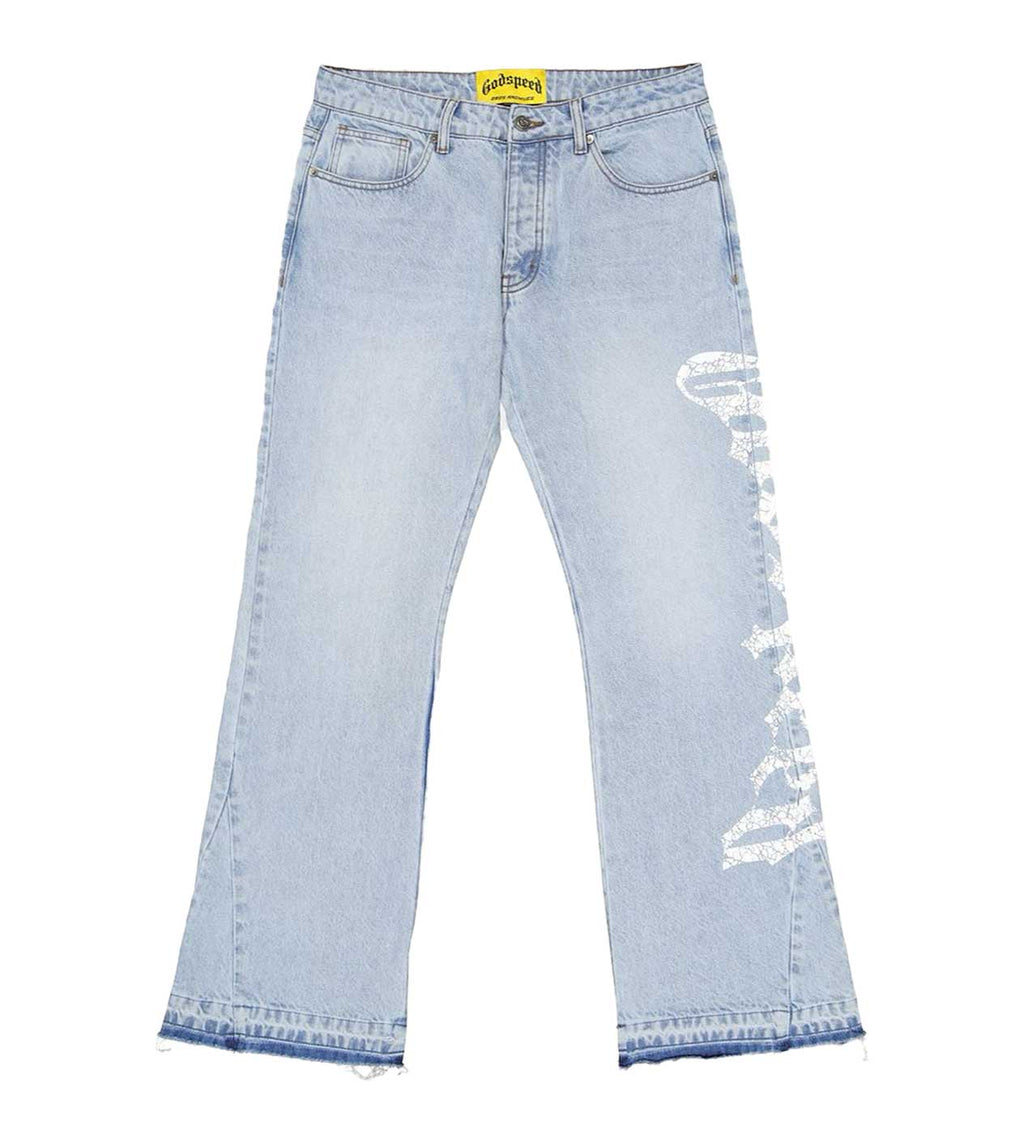 Godspeed OG Logo Flared Denim Printed Blue