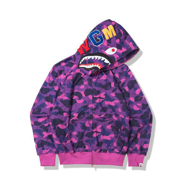 Foreign Trade Cross border Europe and America 2023 Hot Selling BAPE Shark Head Ape Head Hoodie 3D Hoodie Full Cap Zipper Hoodie (32) Hover Image