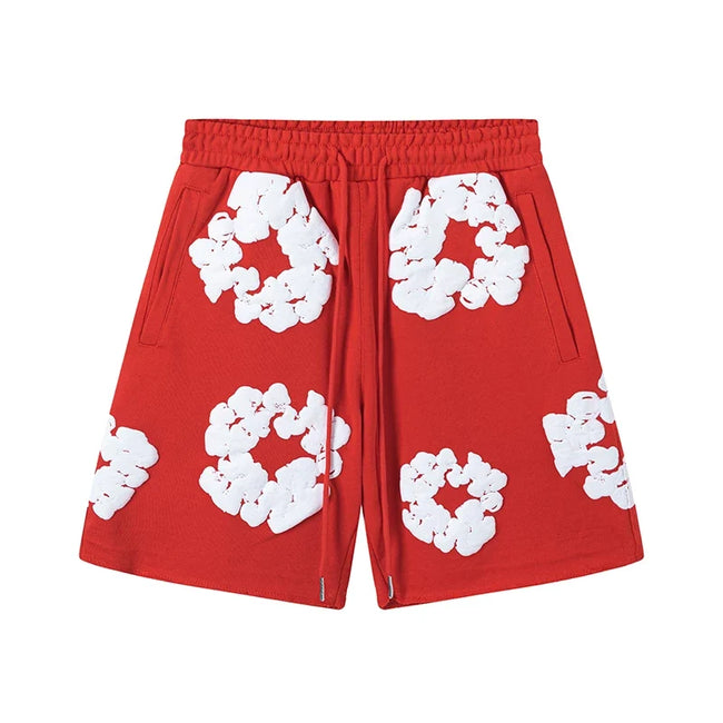 Denim Tears Red Cotton Wreath Print Casual Shorts Hover Image