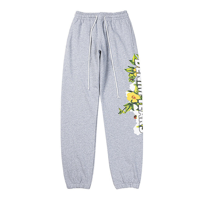 Denim Tears Grey Floral Letter Print Jogger Sweatpants Hover Image