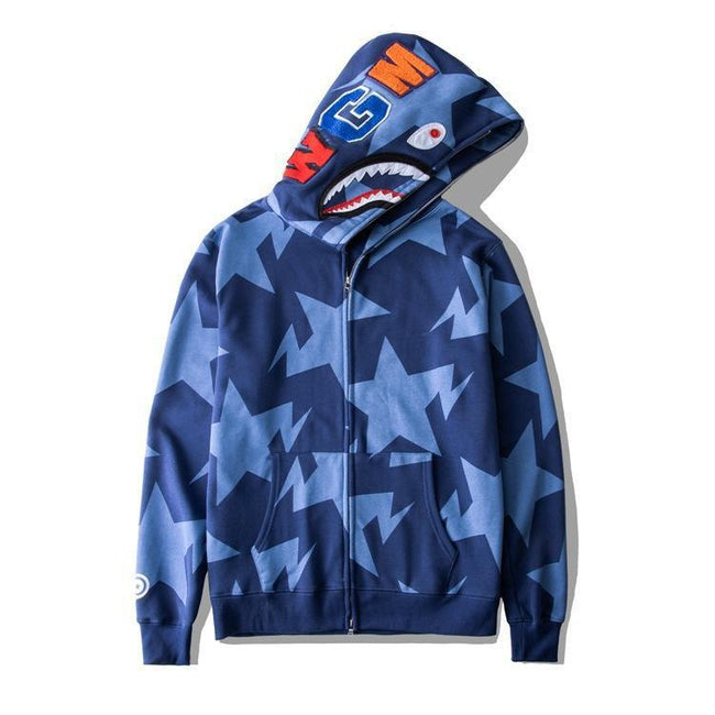 Foreign Trade Cross border Europe and America 2023 Hot Selling BAPE Shark Head Ape Head Hoodie 3D Hoodie Full Cap Zipper Hoodie (37) Hover Image