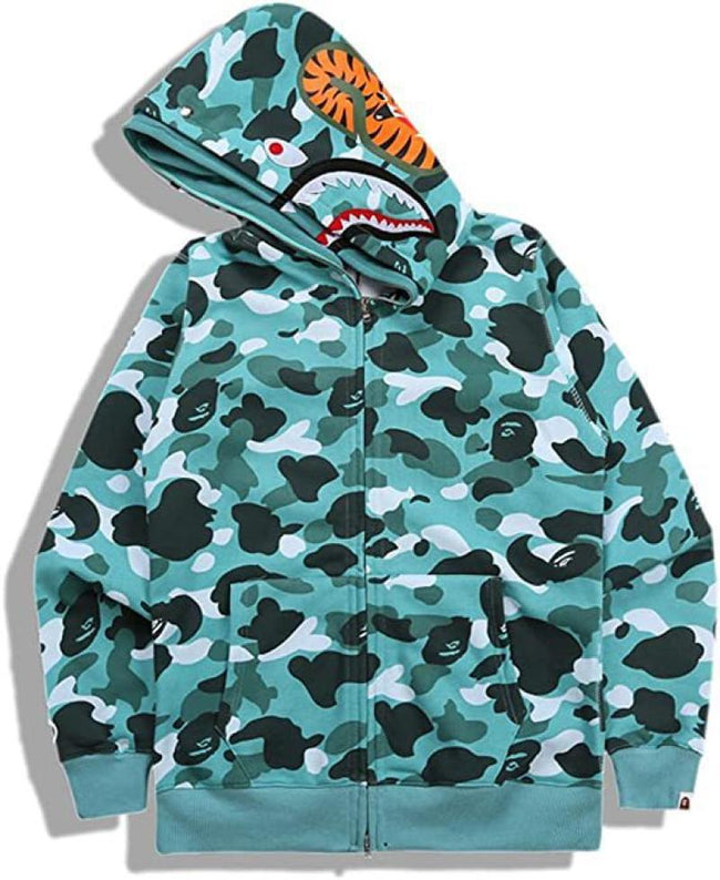 Foreign Trade Cross border Europe and America 2023 Hot Selling BAPE Shark Head Ape Head Hoodie 3D Hoodie Full Cap Zipper Hoodie (26) Hover Image