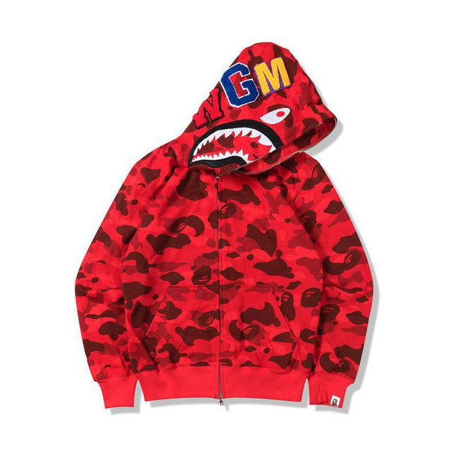 Foreign Trade Cross border Europe and America 2023 Hot Selling BAPE Shark Head Ape Head Hoodie 3D Hoodie Full Cap Zipper Hoodie (2) Hover Image