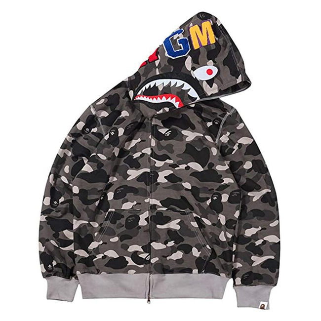 Foreign Trade Cross border Europe and America 2023 Hot Selling BAPE Shark Head Ape Head Hoodie 3D Hoodie Full Cap Zipper Hoodie (3) Hover Image