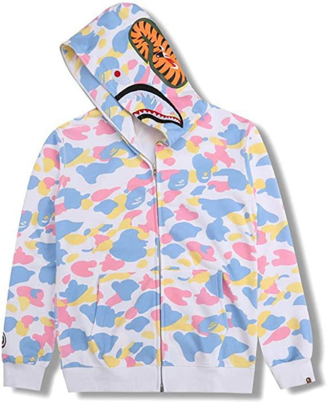Foreign Trade Cross border Europe and America 2023 Hot Selling BAPE Shark Head Ape Head Hoodie 3D Hoodie Full Cap Zipper Hoodie (19) Hover Image