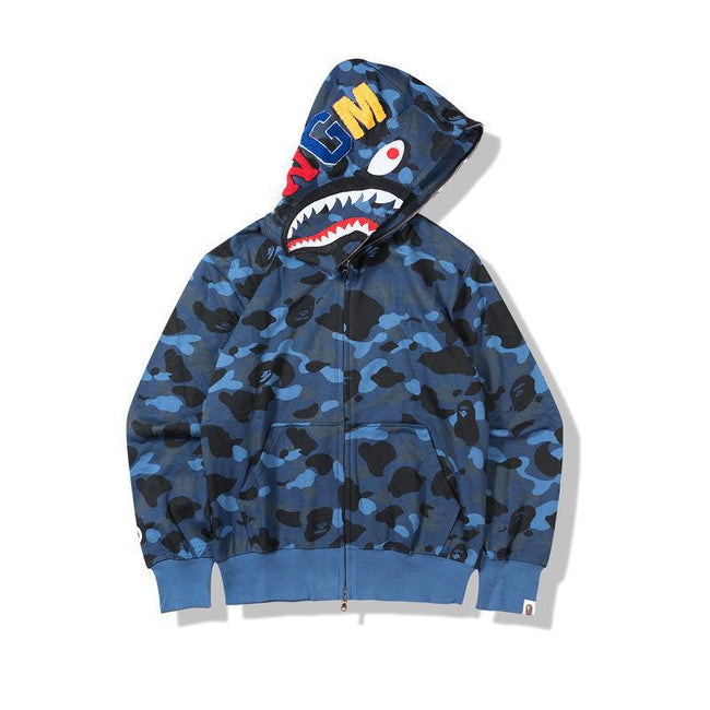 Foreign Trade Cross border Europe and America 2023 Hot Selling BAPE Shark Head Ape Head Hoodie 3D Hoodie Full Cap Zipper Hoodie (31) Hover Image