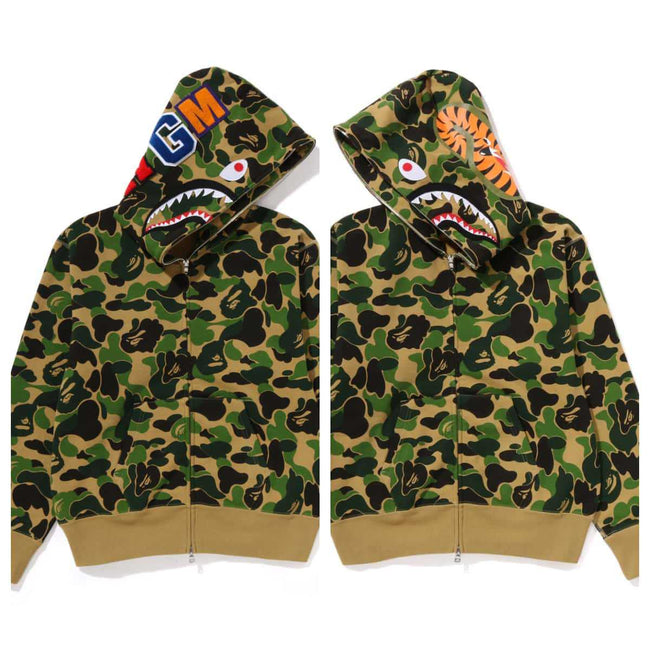 Cross border trendy brand BAPE monkey shark head full zipper cardigan jacket Y2K sweet cool style camouflage hooded sweatshirt (5) Hover Image