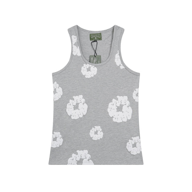 Denim Tears Grey Floral Print Slim Fit Ribbed Tank Top Hover Image