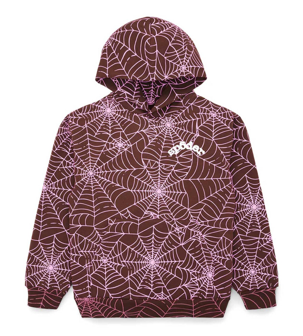 Sp5der AOP Hoodie Brown/Pink