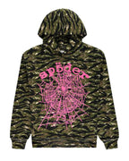 Sp5der OG Web V2 Tiger Camo Hoodie Pink