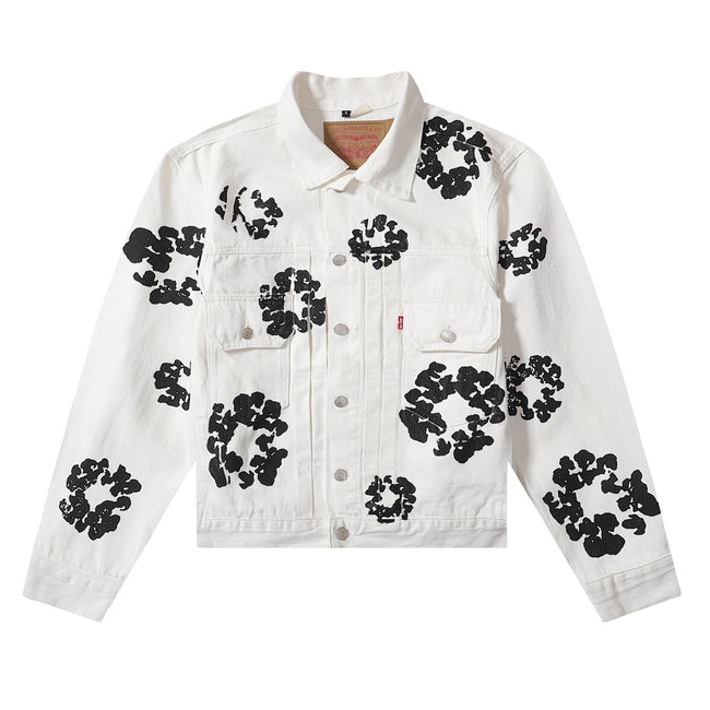Denim Tears All‑Over Black Floral Print Streetwear Jacket Hover Image